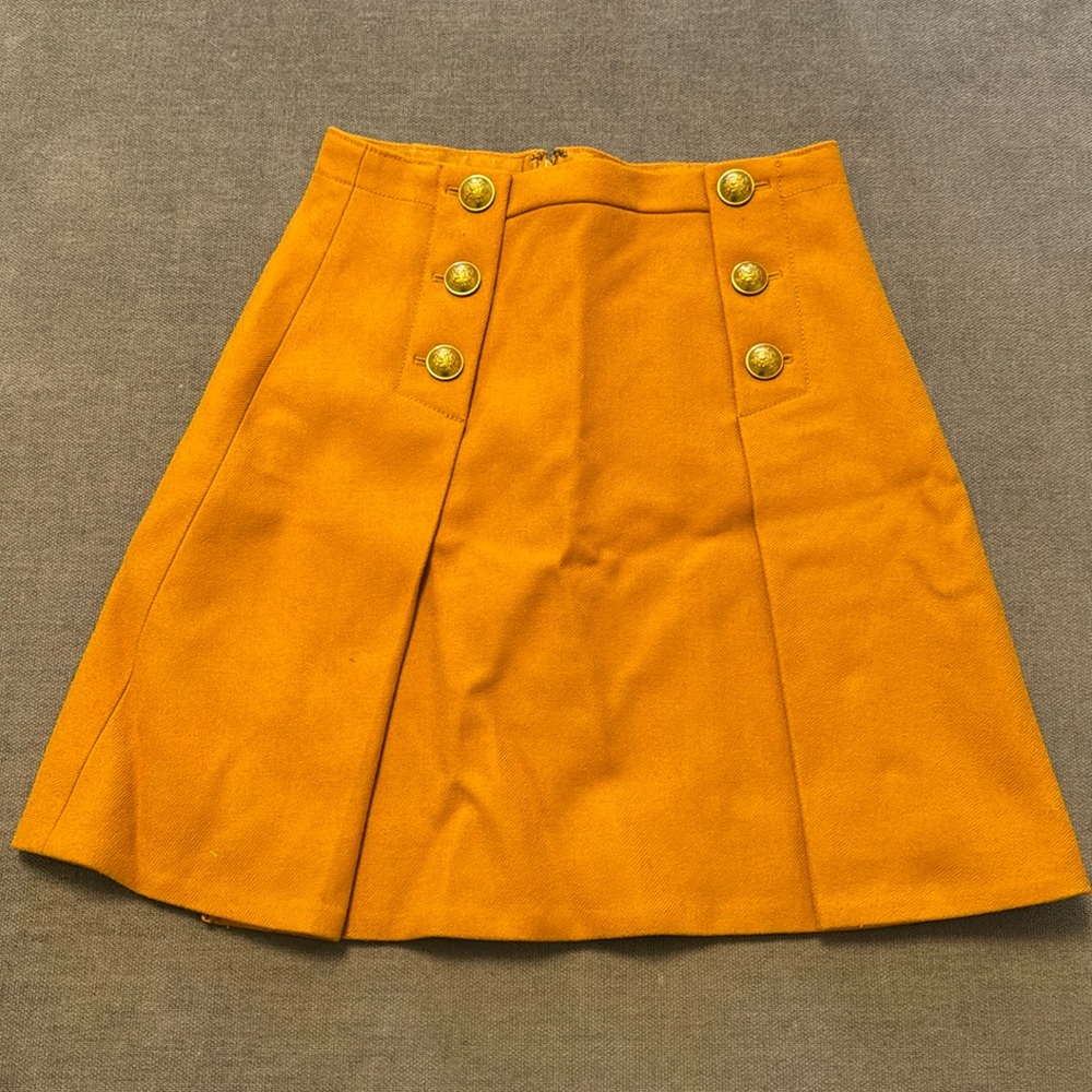 J. Crew Orange Skirt with Gold Buttons